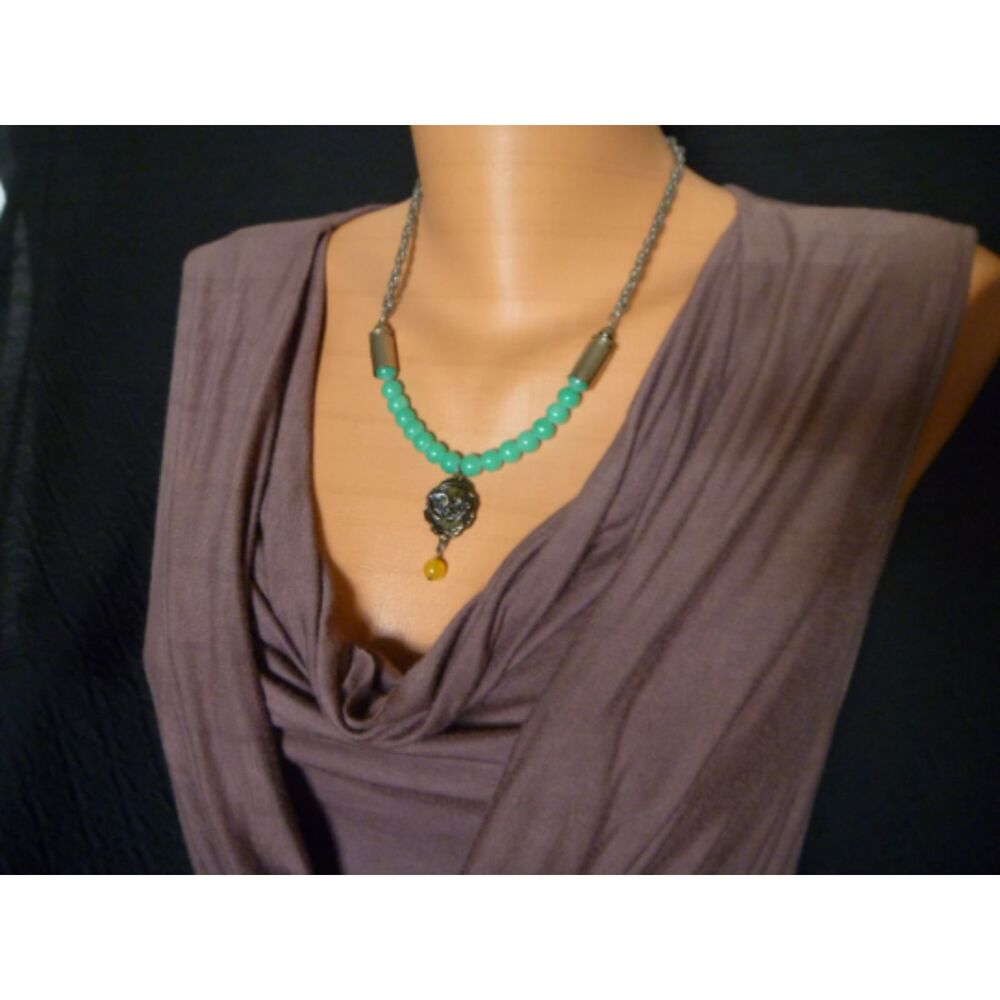 Butterfly pendant bullet shell necklace